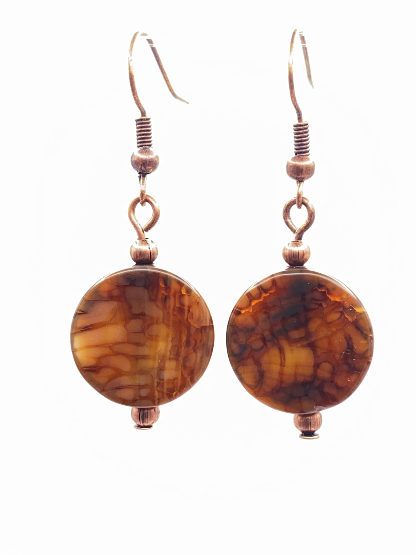 Crackled Amber - Drop Earrings